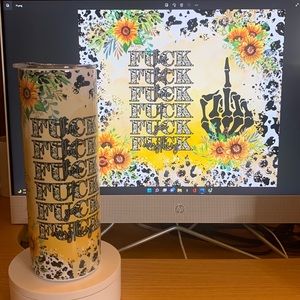 20 ounce F*** You sublimation Tumbler  includes two straws rubber bottoms in box